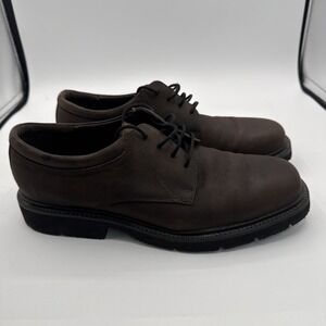 Hush‎ Puppies #1206 Men's 10M Root Beer Brown Leather Casual Dress Shoe Lace Up